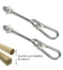 Schommelhaak dwarsdoor M12 (160mm) met karabijnhaak(2 stuks)