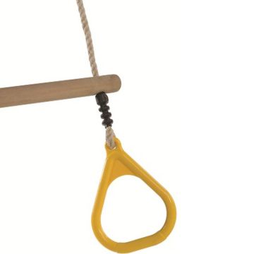 Houten Ringtrapeze met Kunststof Ringen Geel