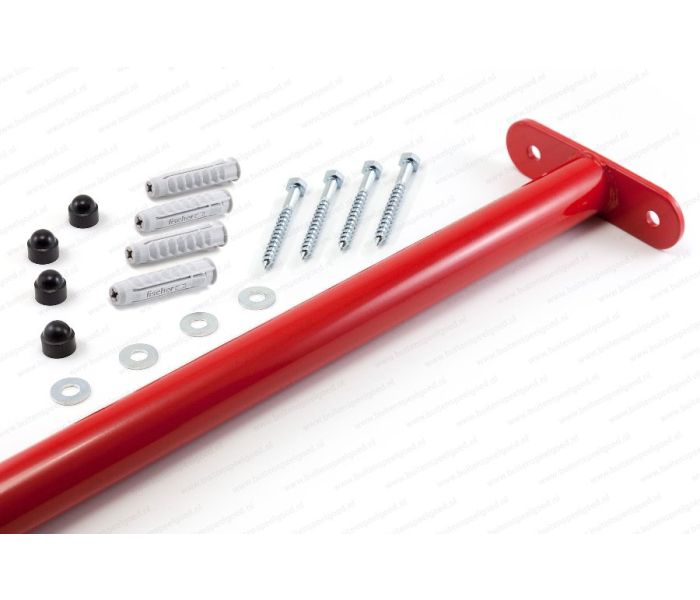 Duikelstang metaal 125 cm rood met bevestigingsmaterialen